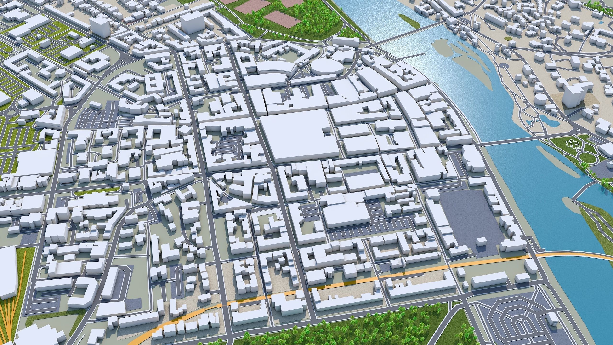 Perth City United Kingdom 20km Low-poly 3D model_2