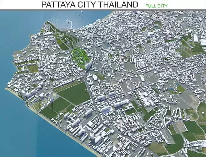 Pattaya City Thailand Low-poly 3D model
