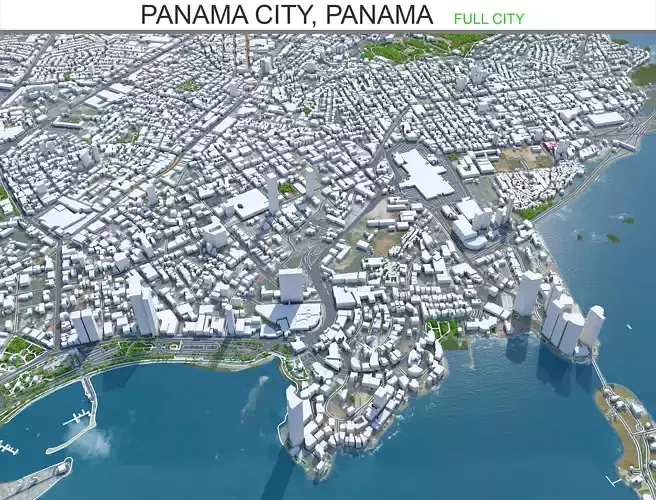 Panama City Low-poly 3D model