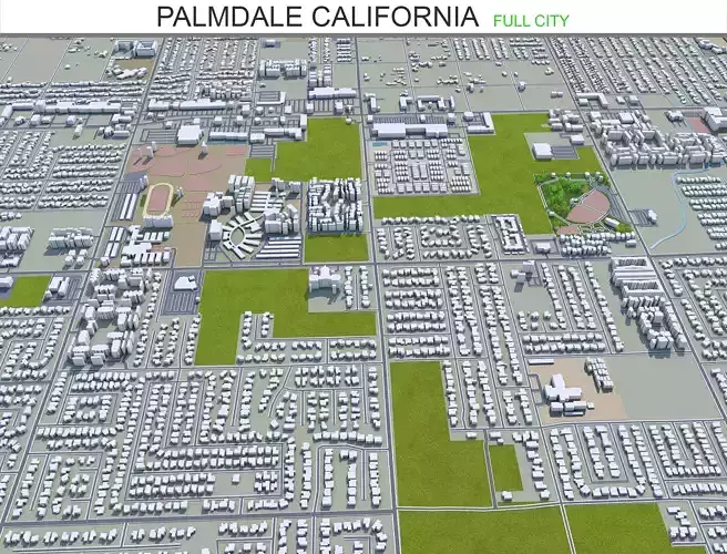 Palmdale California USA 60km Low-poly 3D model