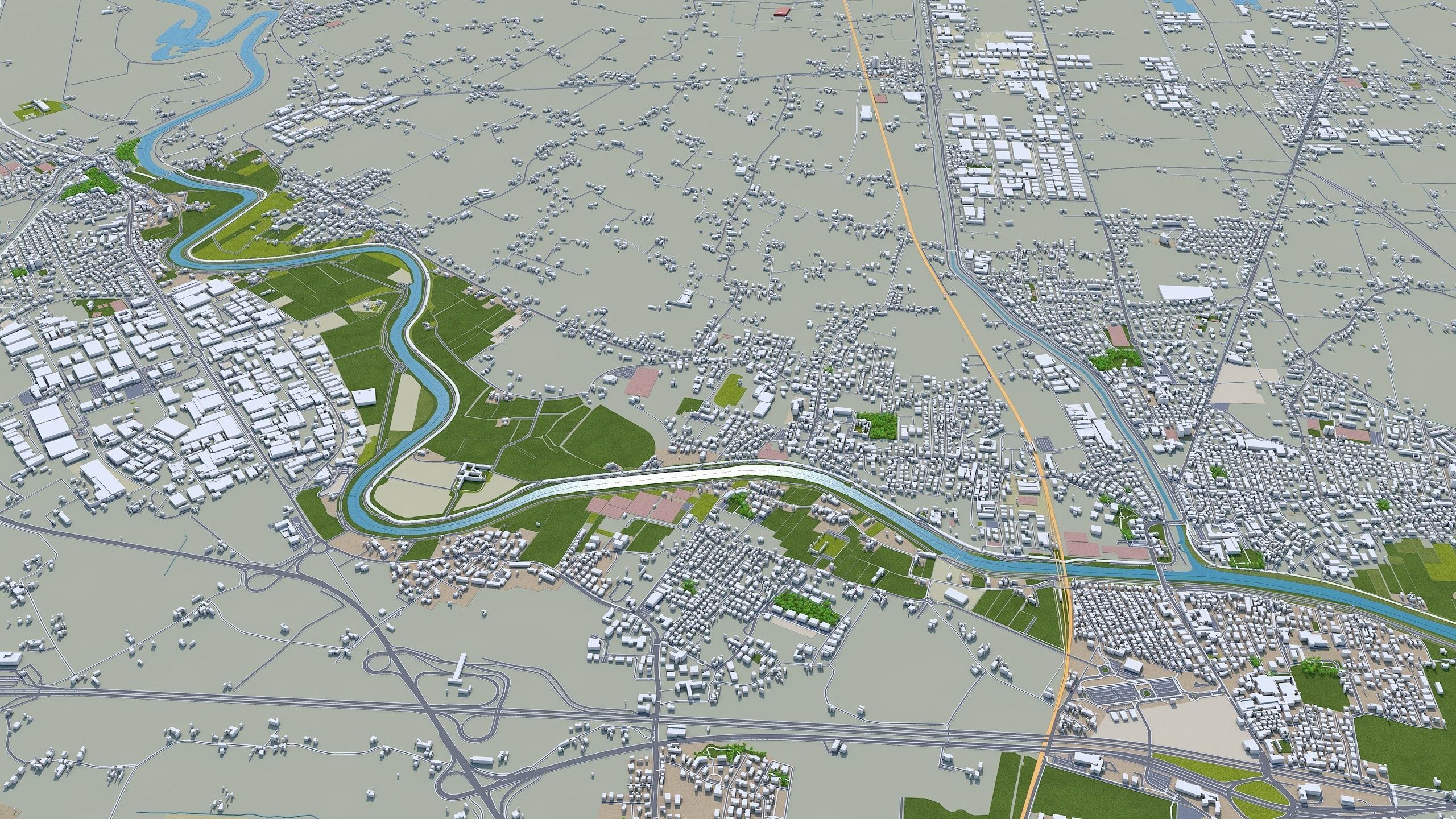 Padua Italy 100km Low-poly 3D model_7