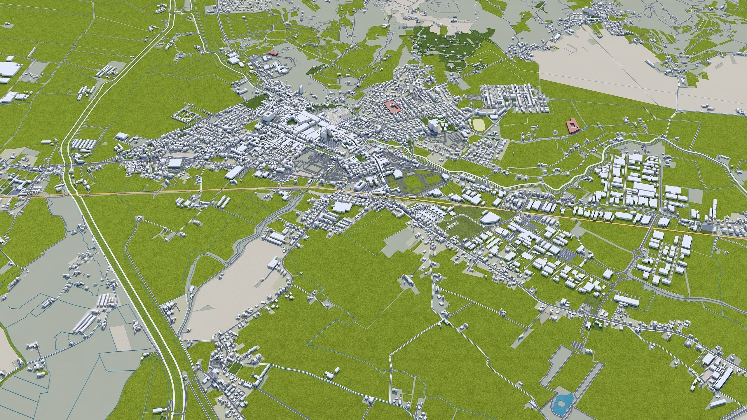 Padua Italy 100km Low-poly 3D model_11