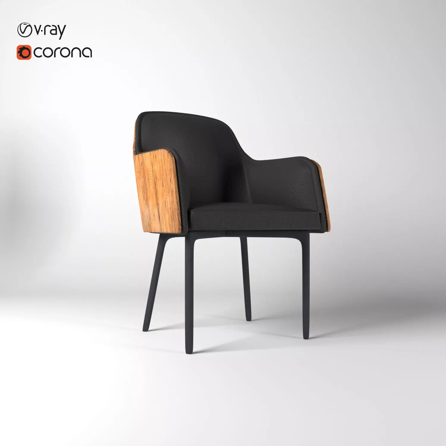 Chair with wooden legs Free 3D model