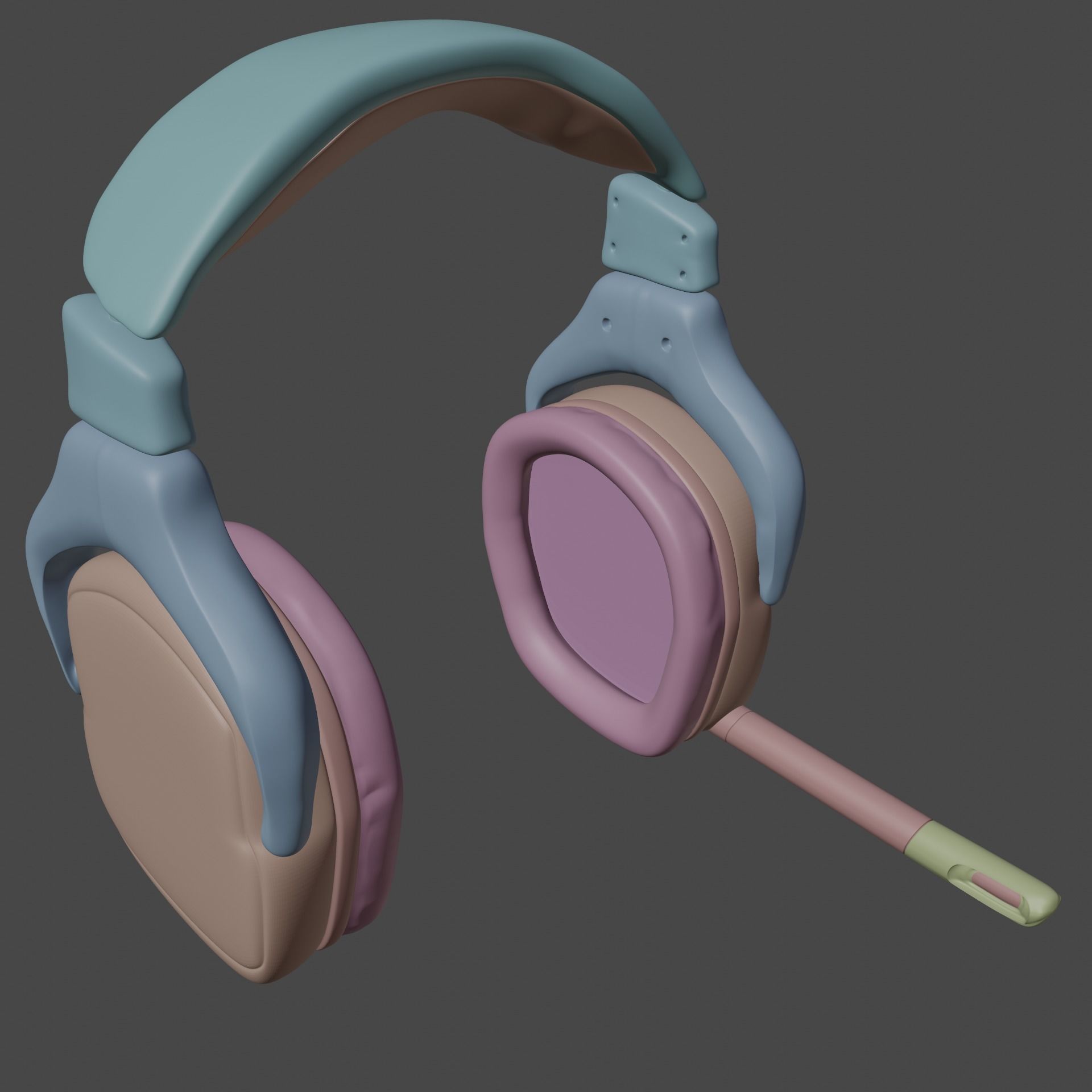 Headphones gaming headset 3D model_3
