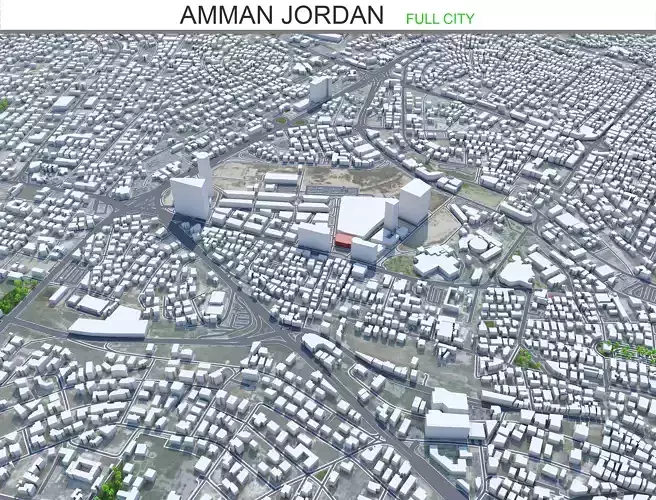 Amman Capital Jorden Low-poly 3D model