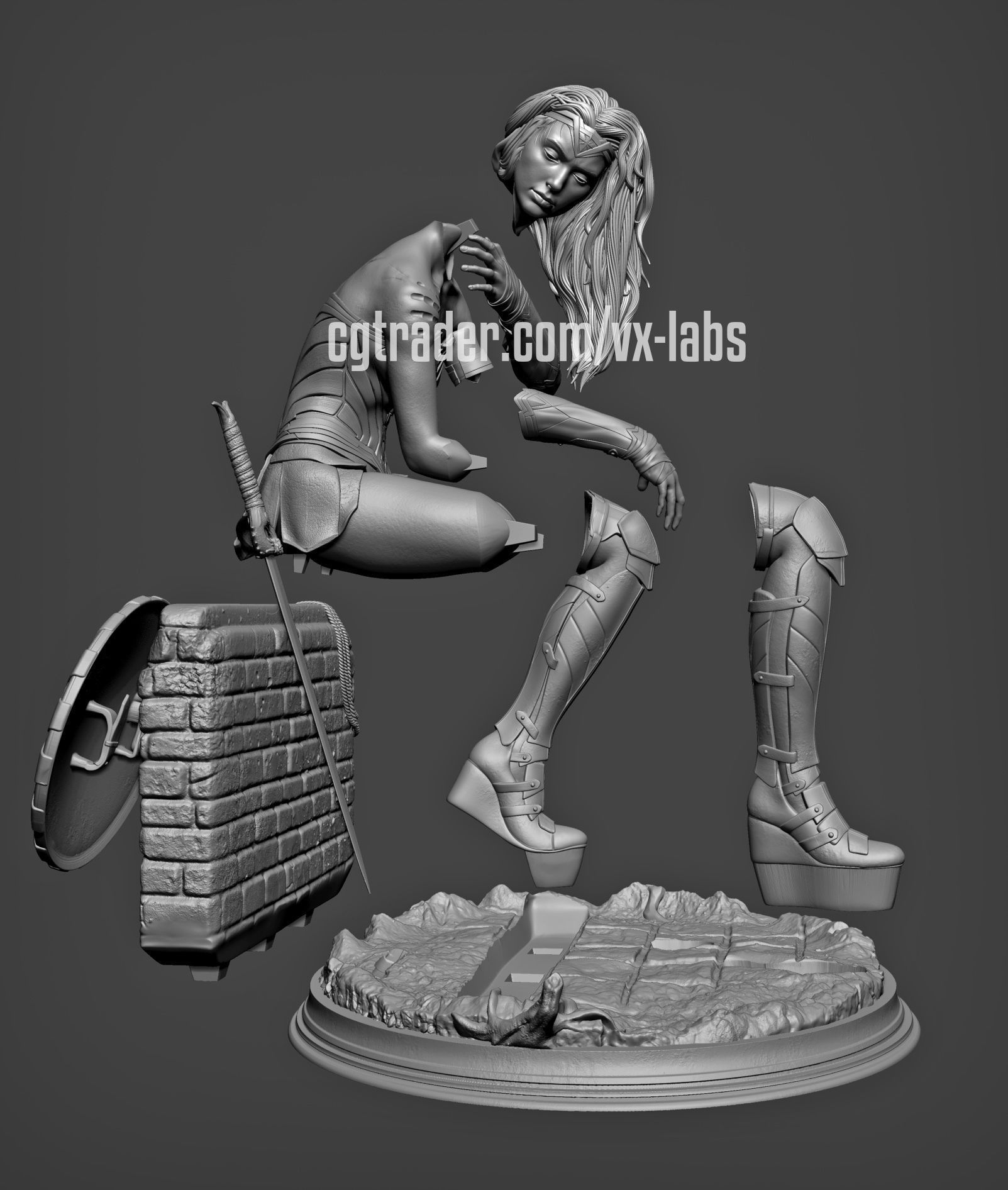 Wonder Woman - Battle Scarred 3D print model_3