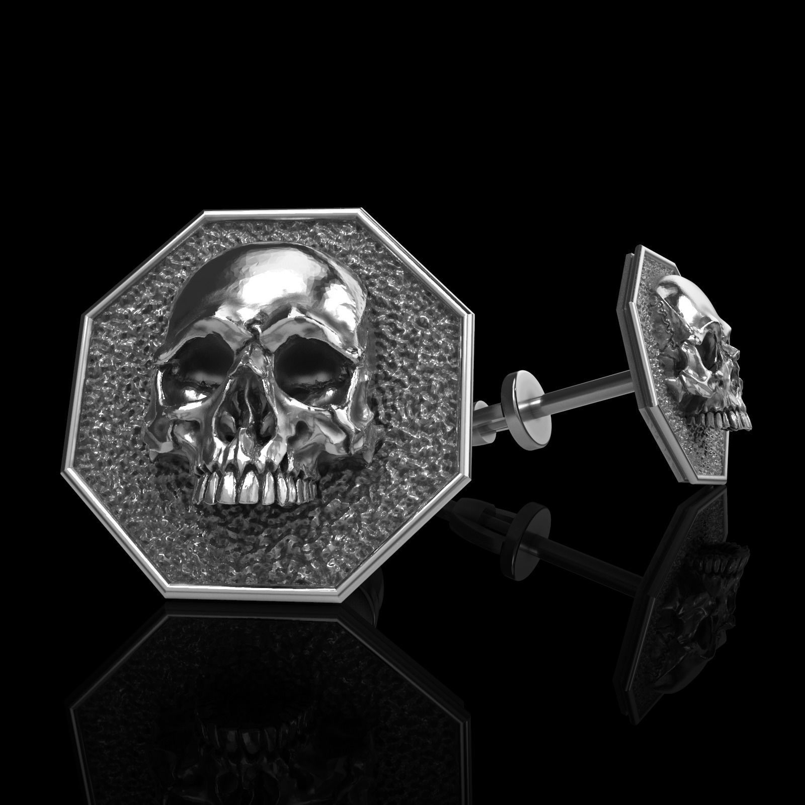 skull earrings studs 44 3D Model Collection_35