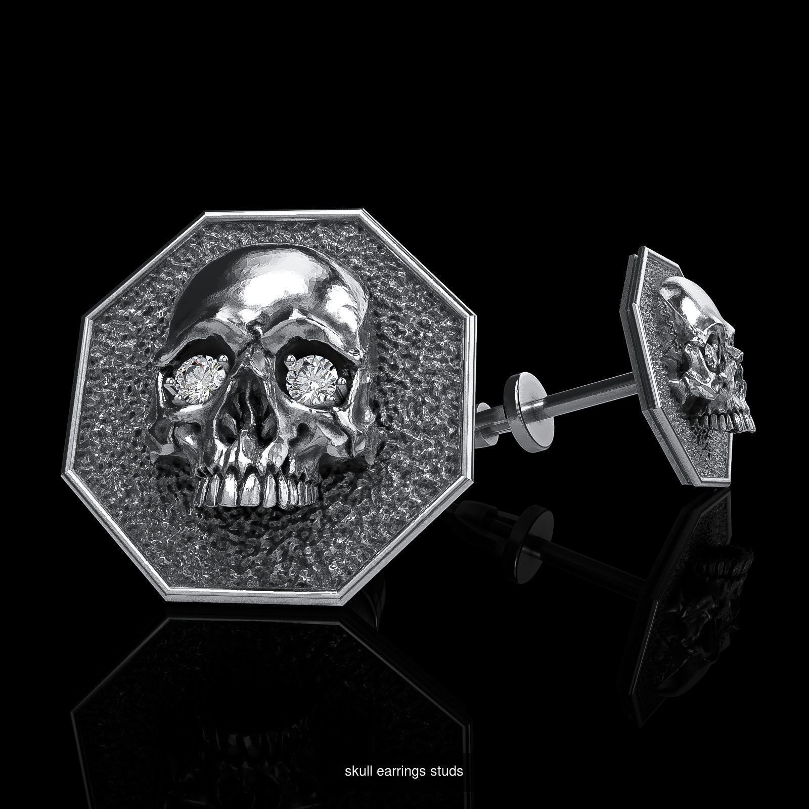 skull earrings studs 44 3D Model Collection_30