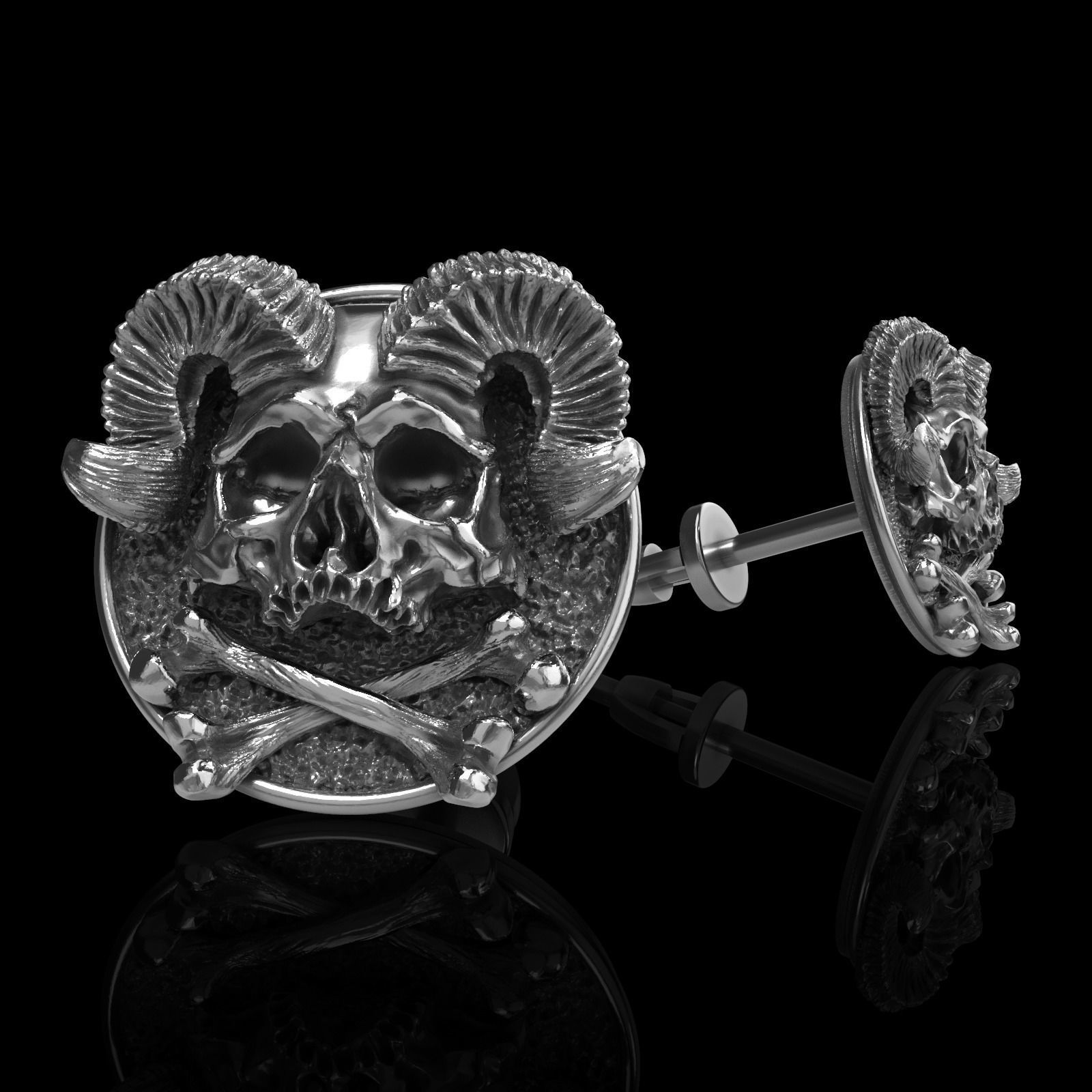 skull earrings studs 44 3D Model Collection_41