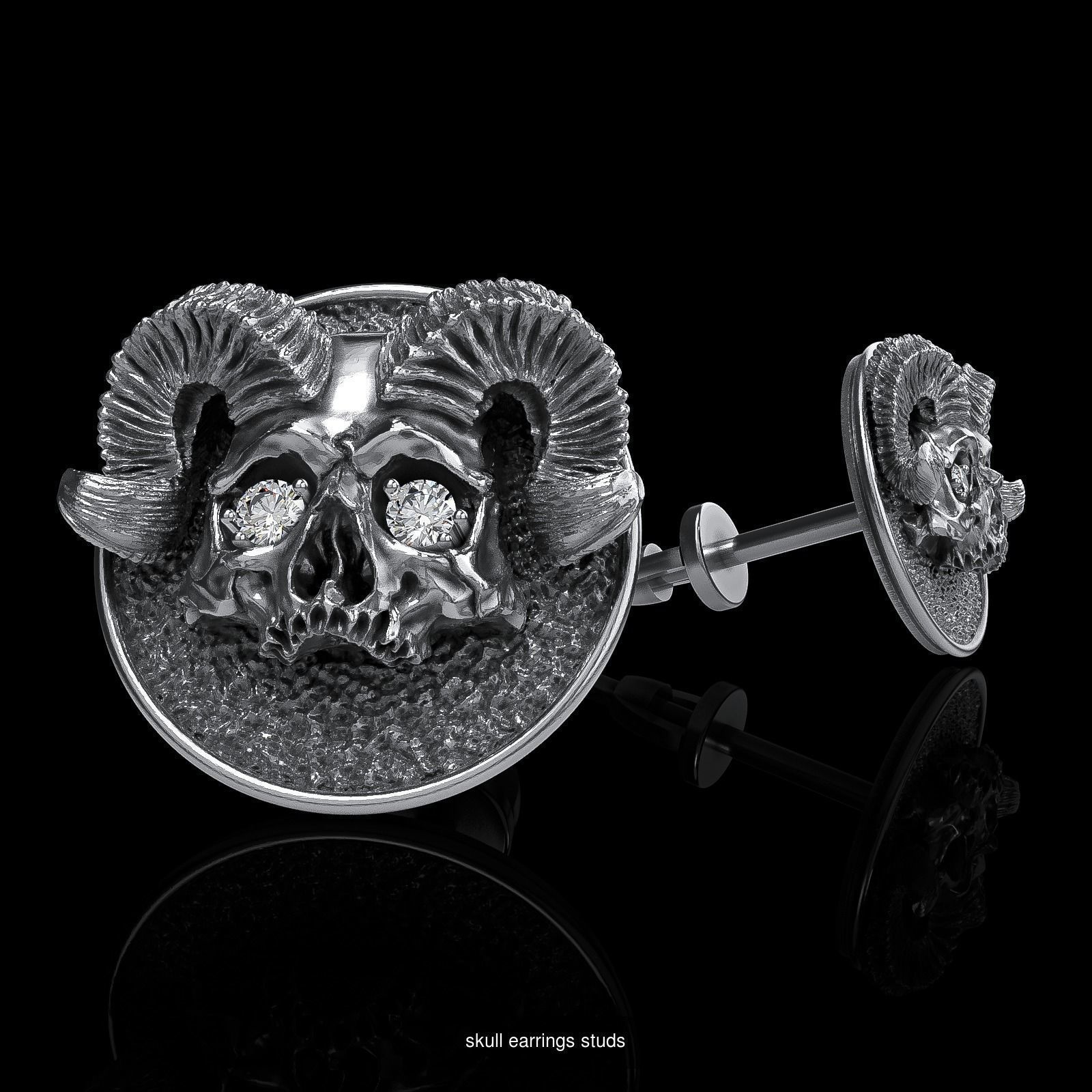 skull earrings studs 44 3D Model Collection_52