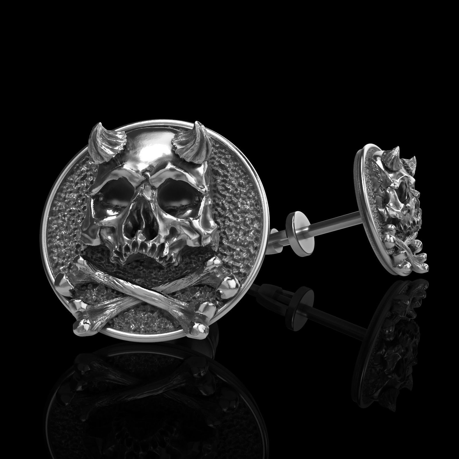 skull earrings studs 44 3D Model Collection_9