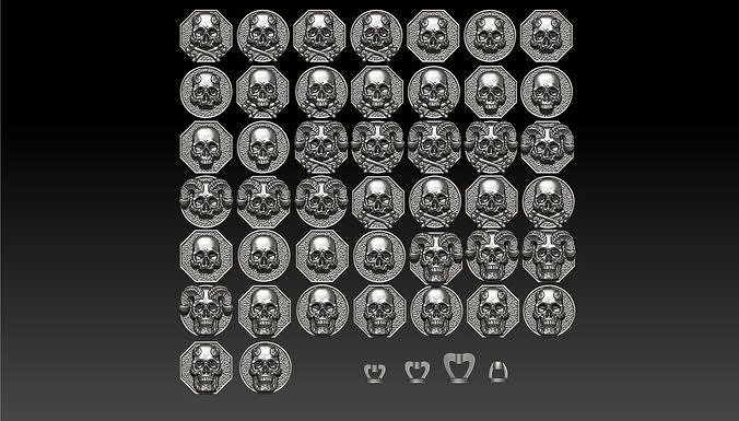 skull earrings studs 44 3D Model Collection
