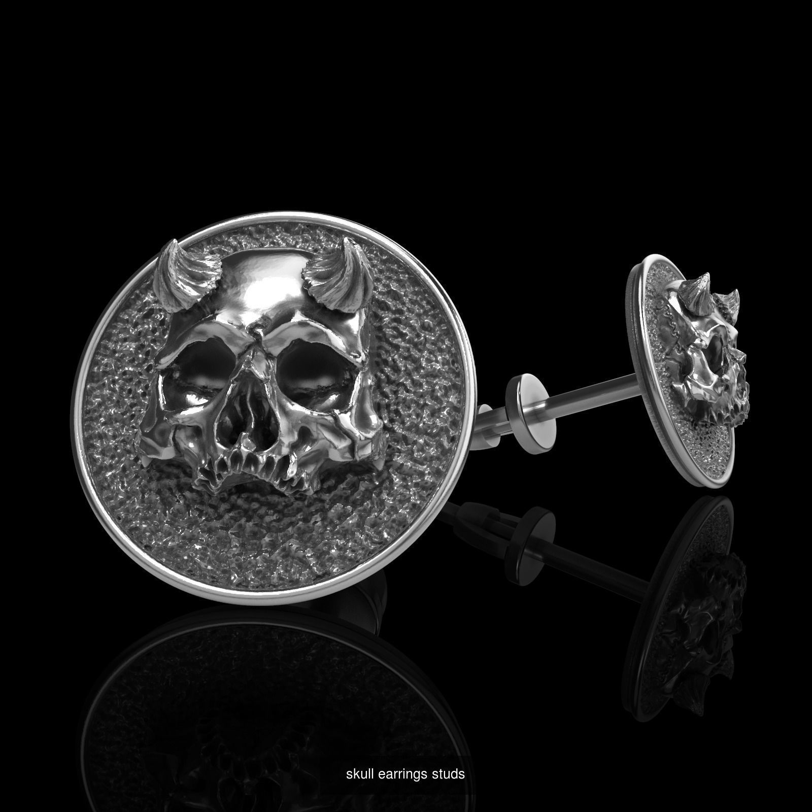 skull earrings studs 44 3D Model Collection_16