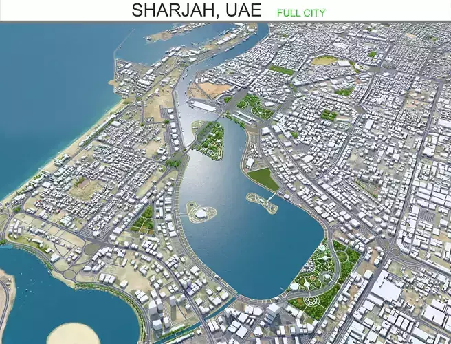 Sharjah City United Arab Emirates UAE Low-poly 3D model