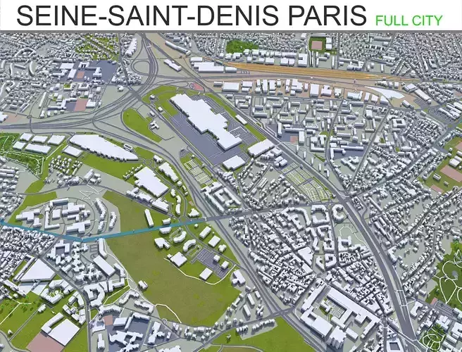 Seine Saint Denis Greater Paris Low-poly 3D model