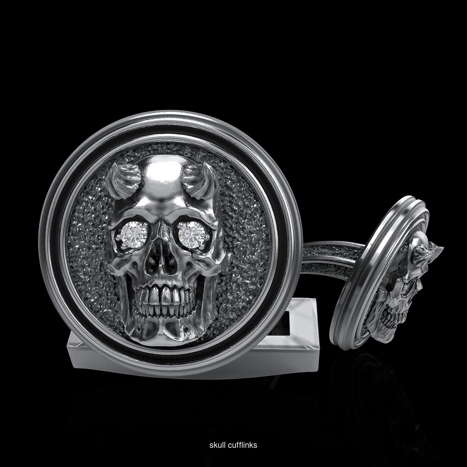 Skull earrings studs and skull cufflinks  88models 3D Model Collection_94