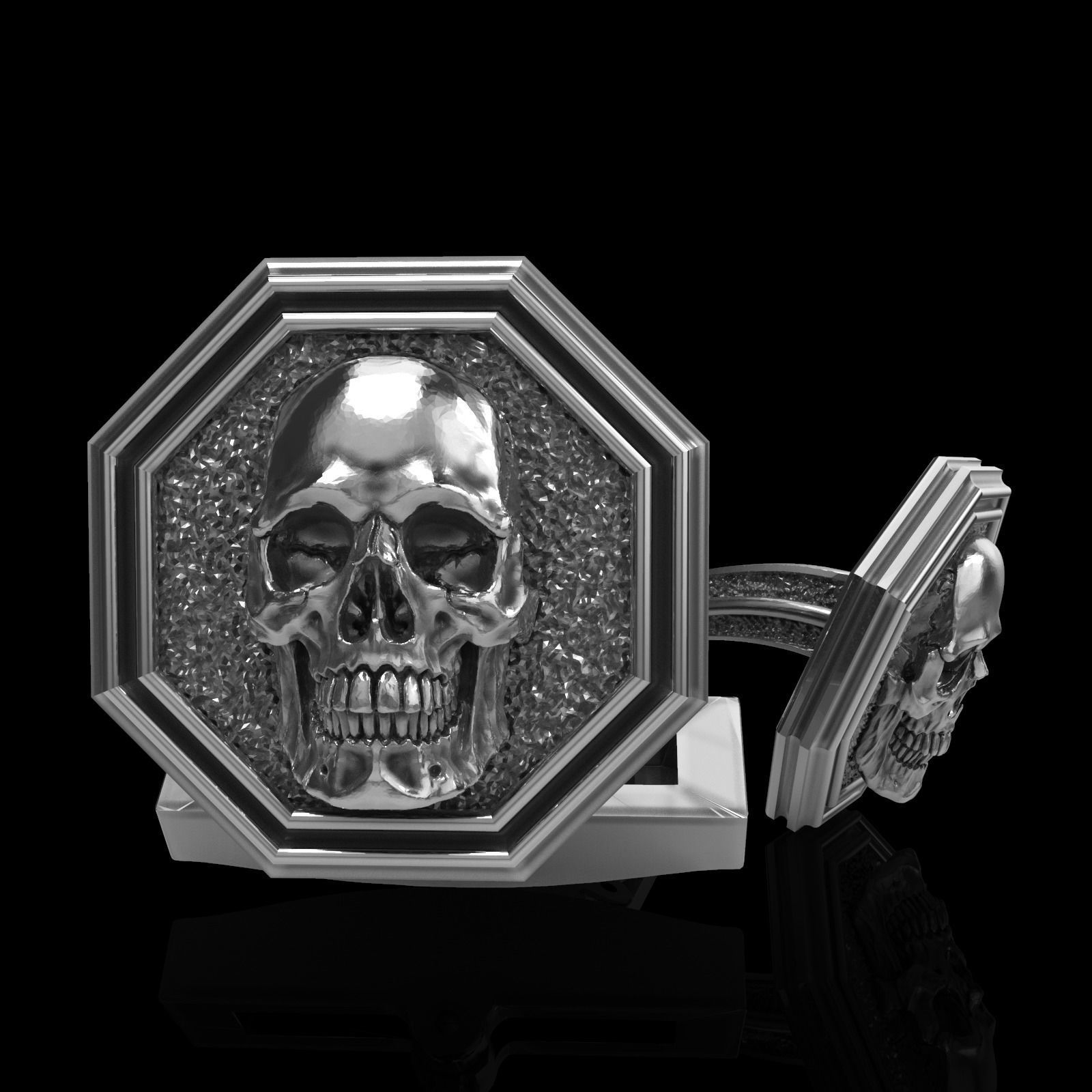 Skull earrings studs and skull cufflinks  88models 3D Model Collection_91