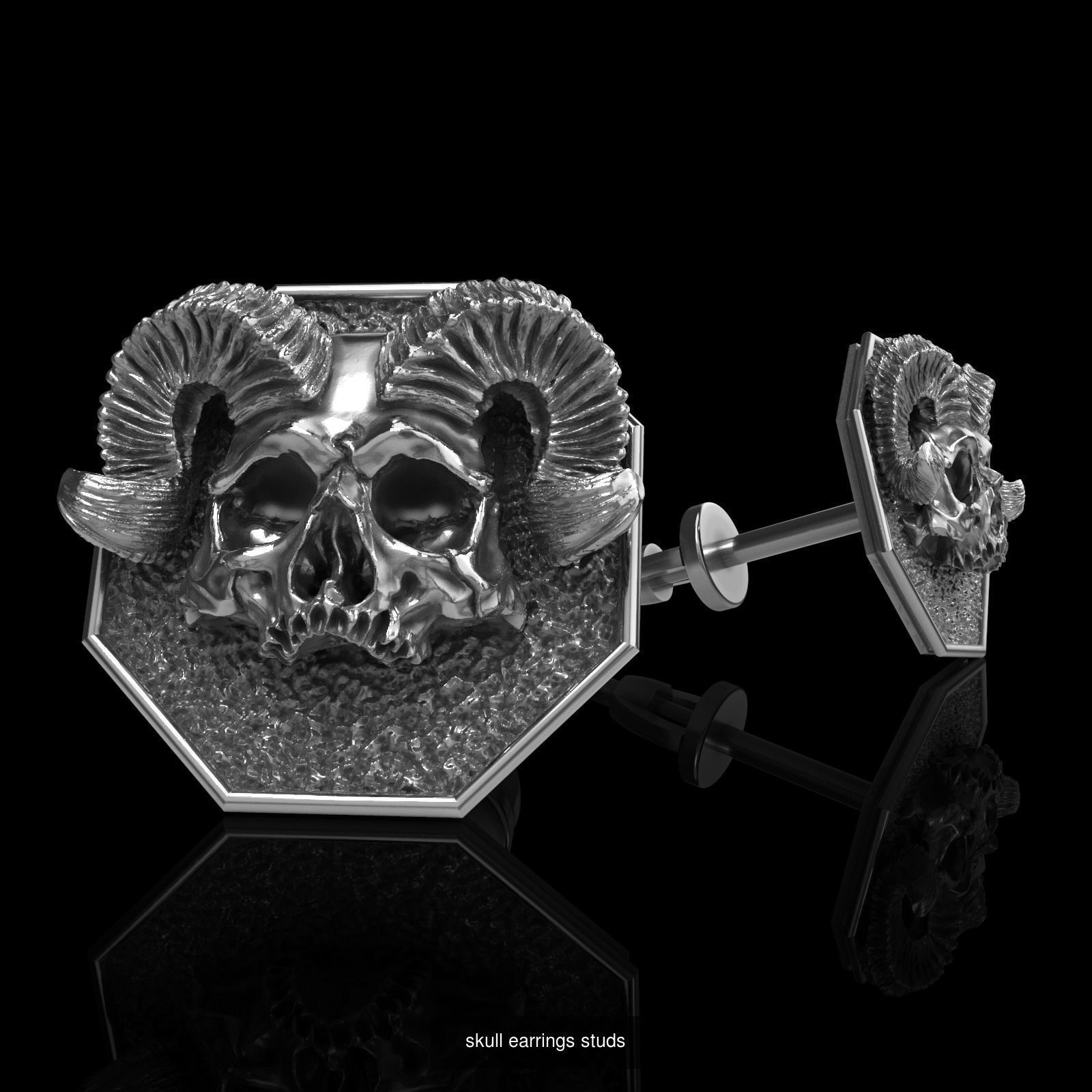 Skull earrings studs and skull cufflinks  88models 3D Model Collection_140