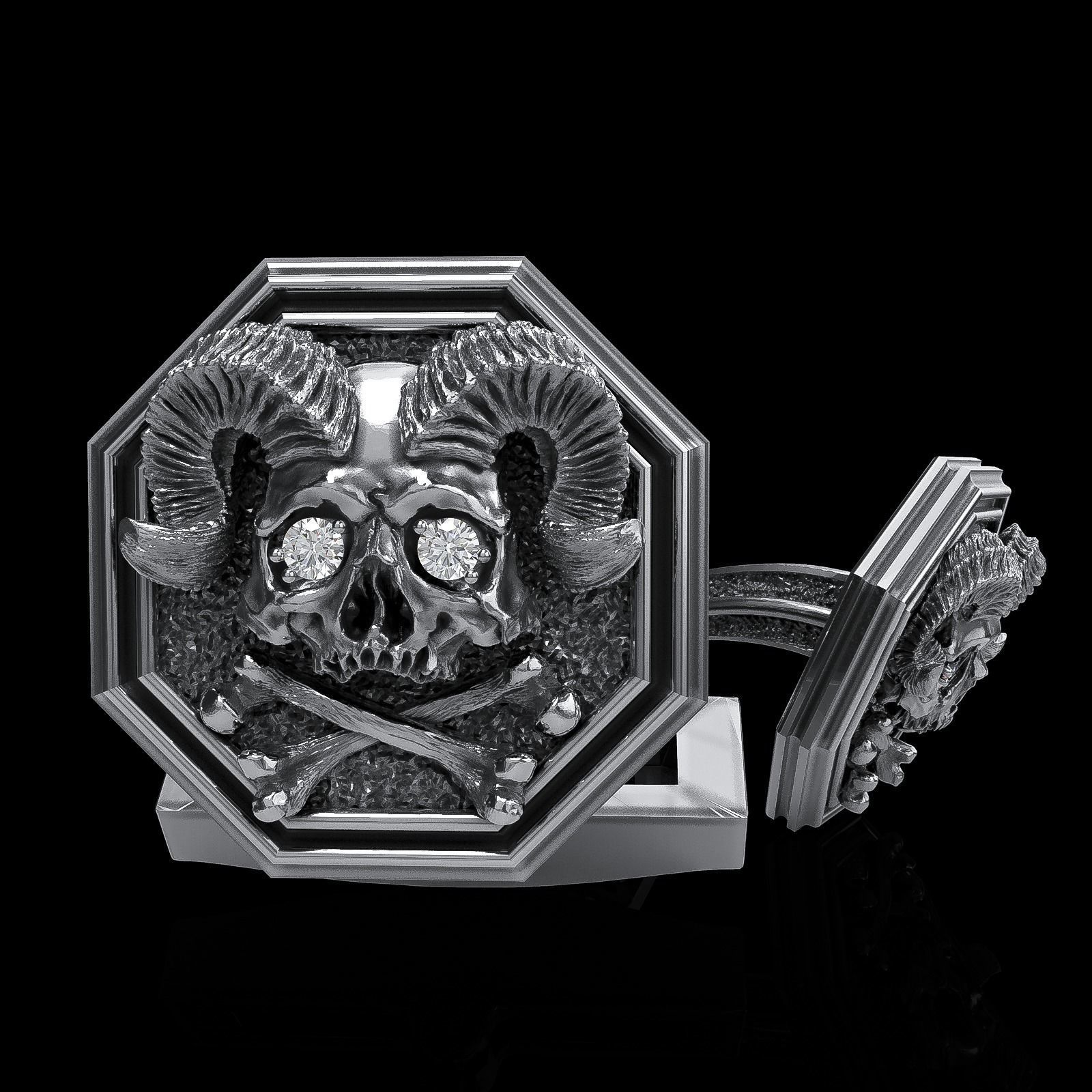 Skull earrings studs and skull cufflinks  88models 3D Model Collection_59