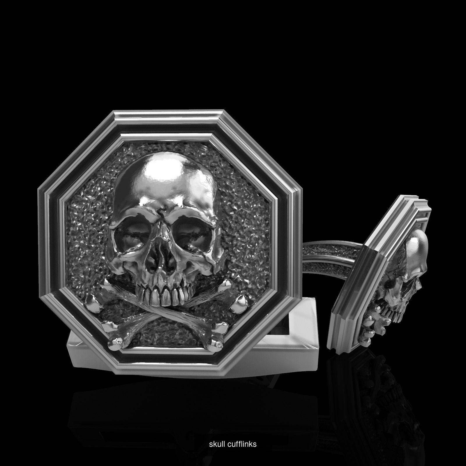 Skull earrings studs and skull cufflinks  88models 3D Model Collection_32