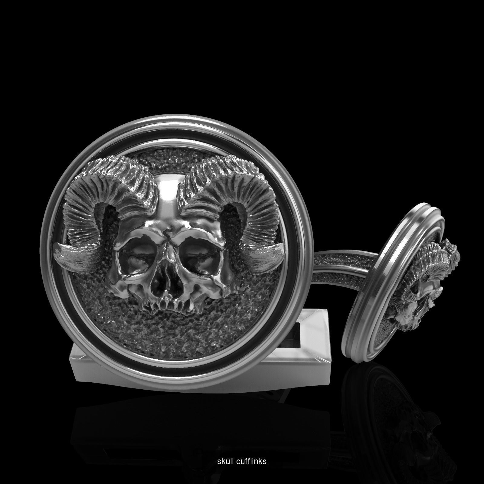 Skull earrings studs and skull cufflinks  88models 3D Model Collection_54