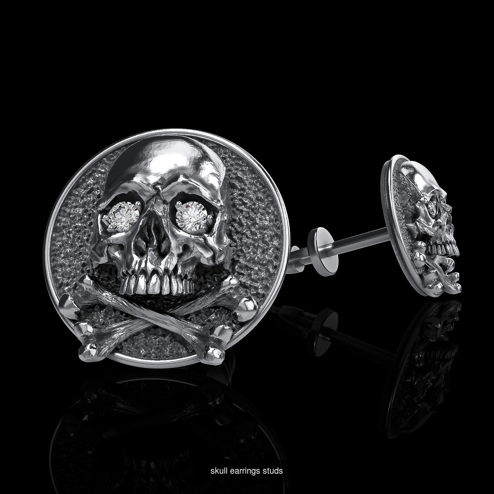 Skull earrings studs and skull cufflinks  88models 3D Model Collection_118