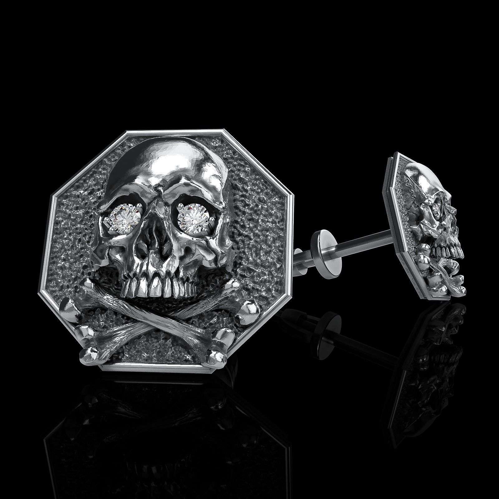 Skull earrings studs and skull cufflinks  88models 3D Model Collection_191