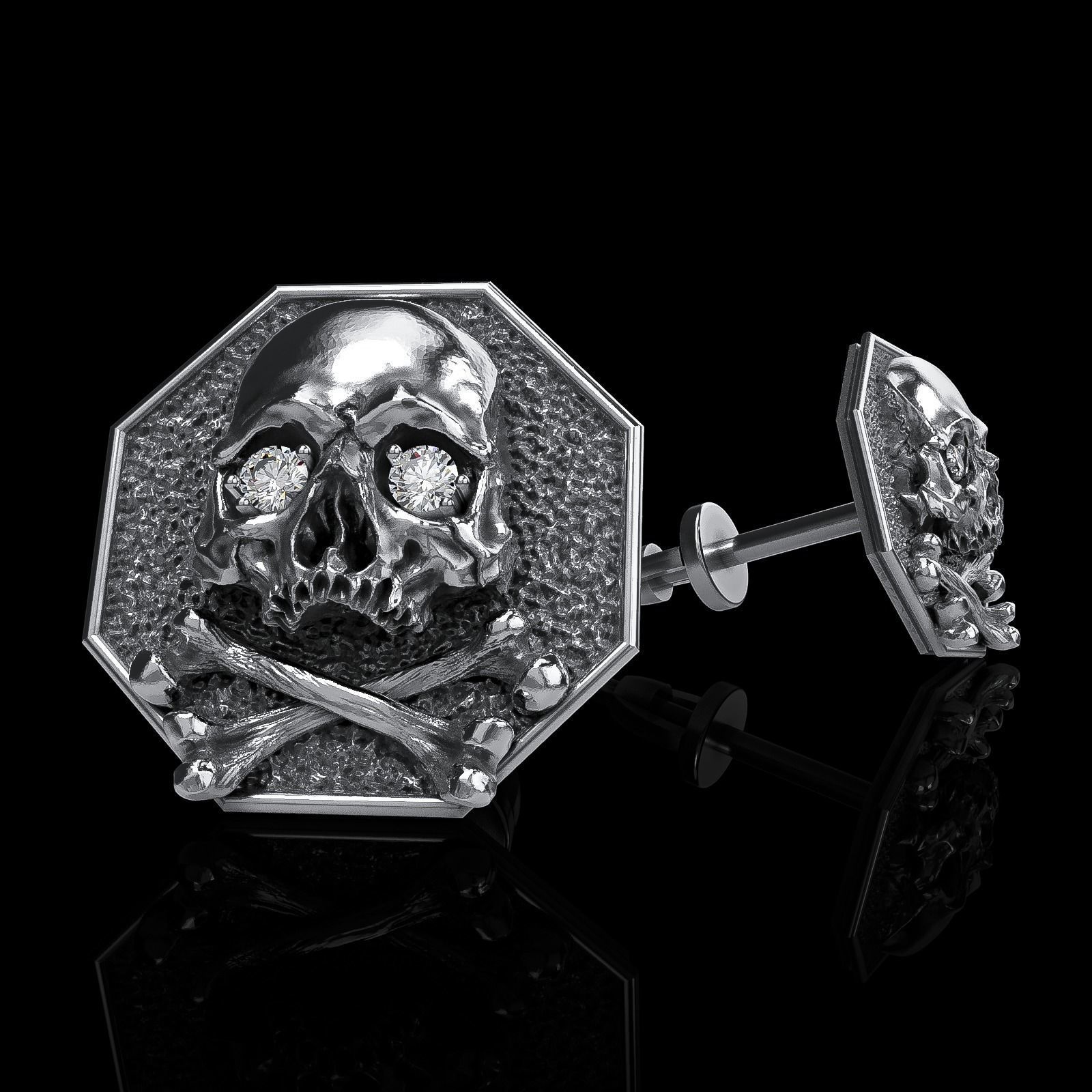 Skull earrings studs and skull cufflinks  88models 3D Model Collection_188