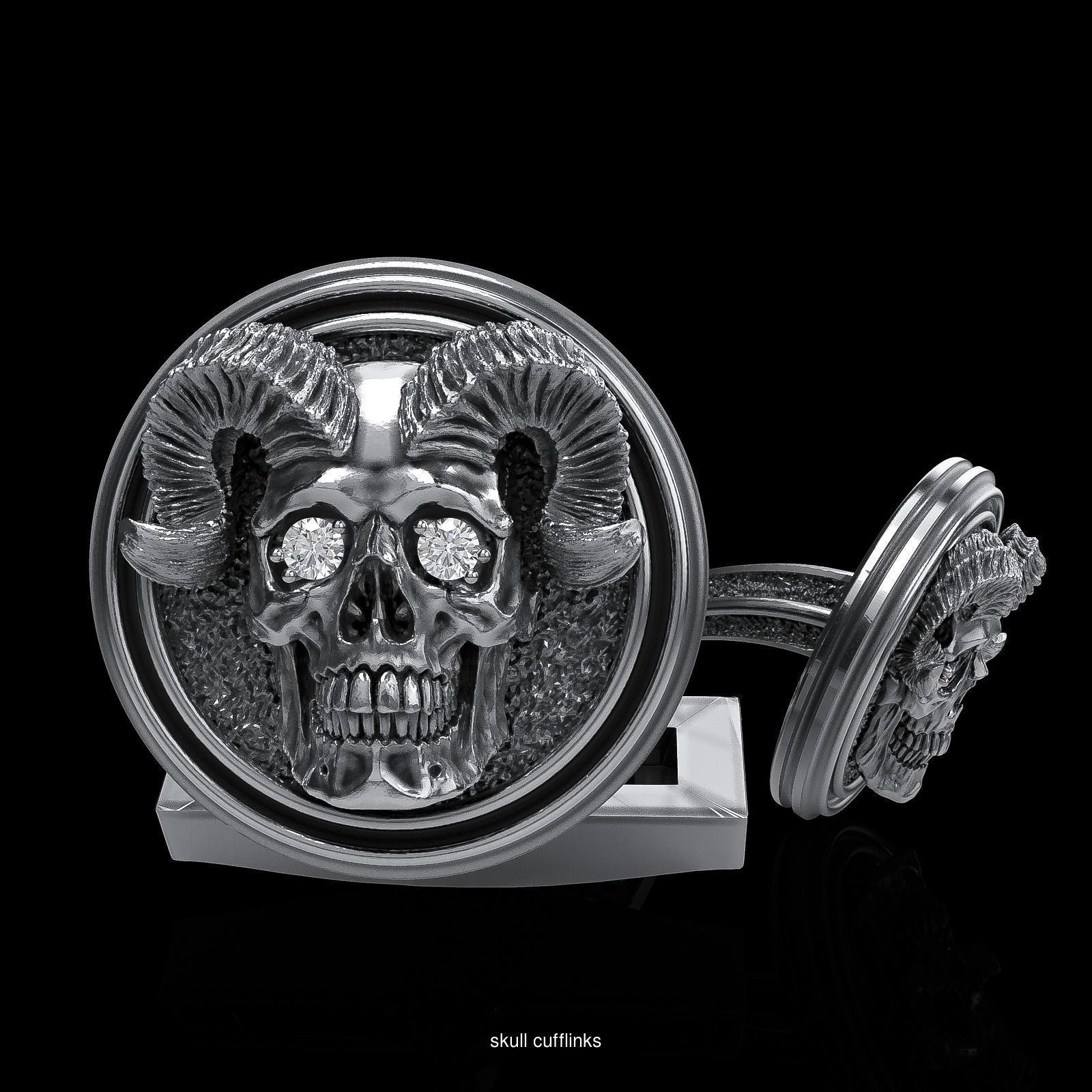 Skull earrings studs and skull cufflinks  88models 3D Model Collection_78