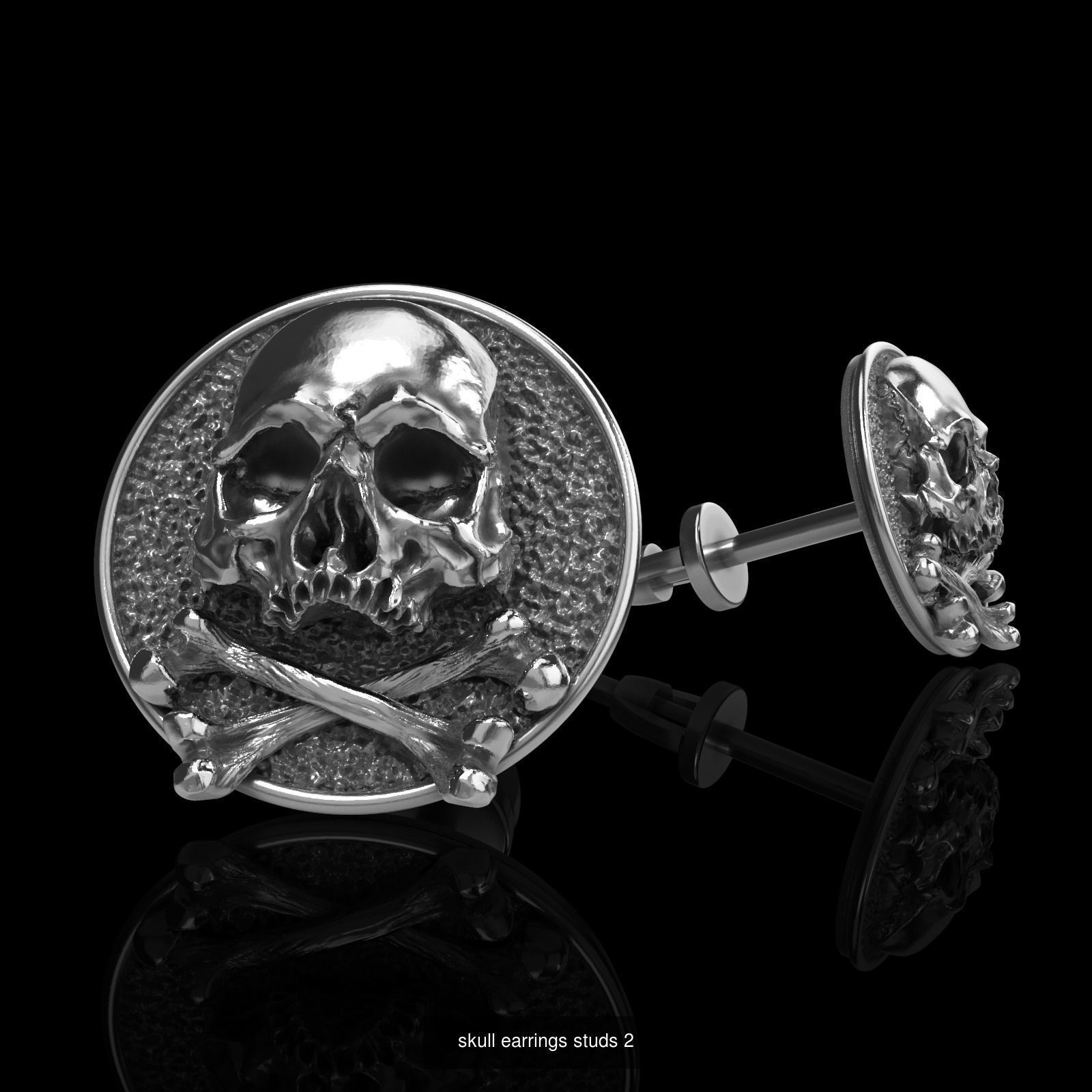 Skull earrings studs and skull cufflinks  88models 3D Model Collection_122