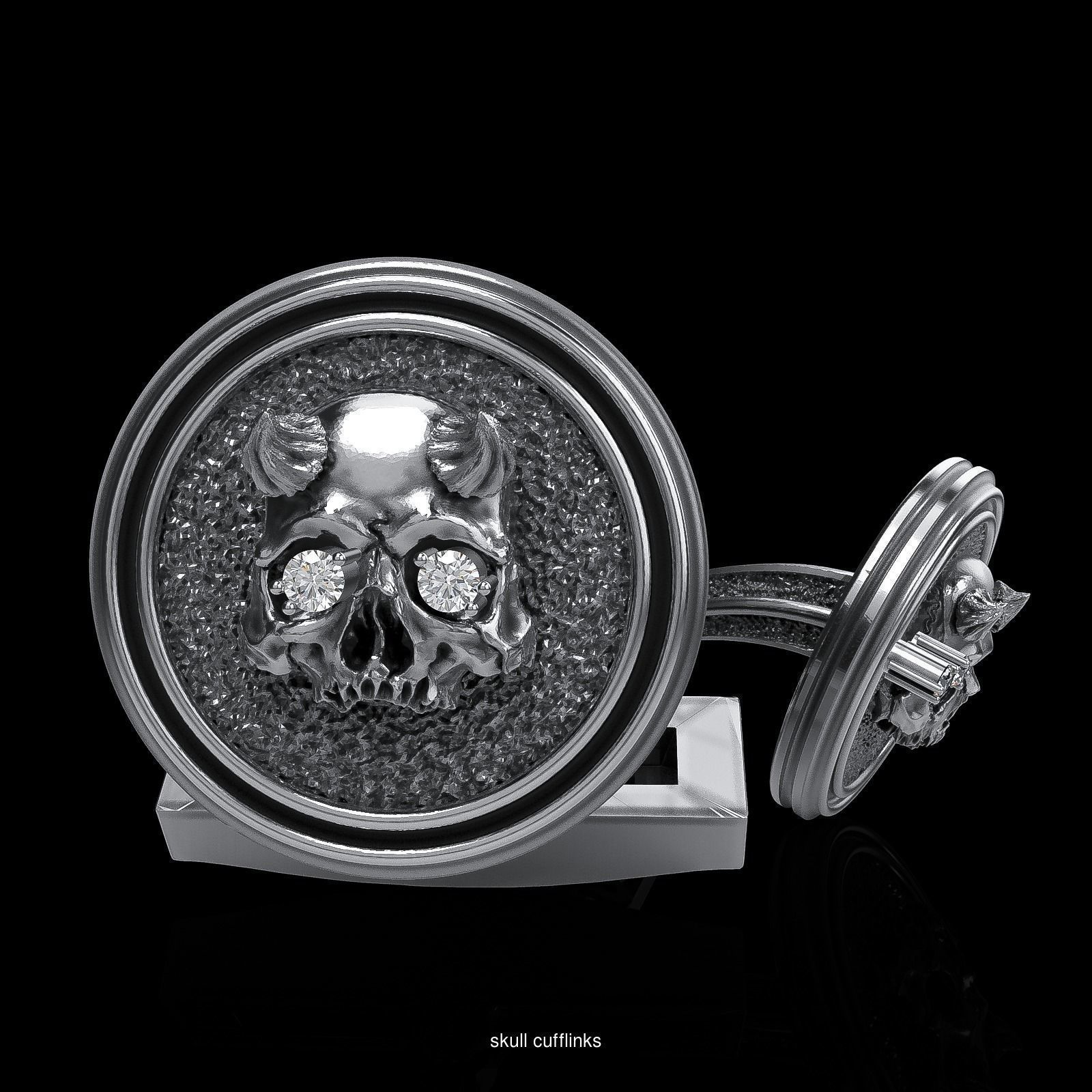 Skull earrings studs and skull cufflinks  88models 3D Model Collection_26