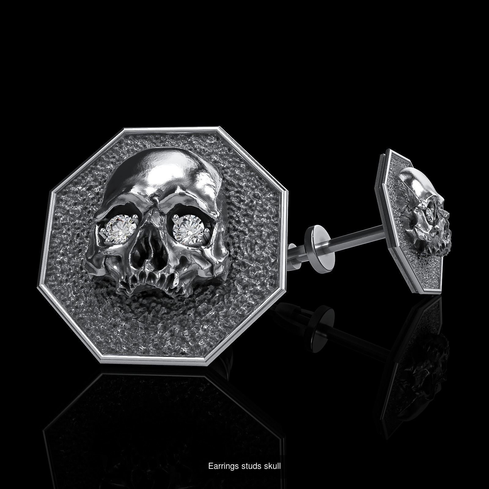 Skull earrings studs and skull cufflinks  88models 3D Model Collection_160