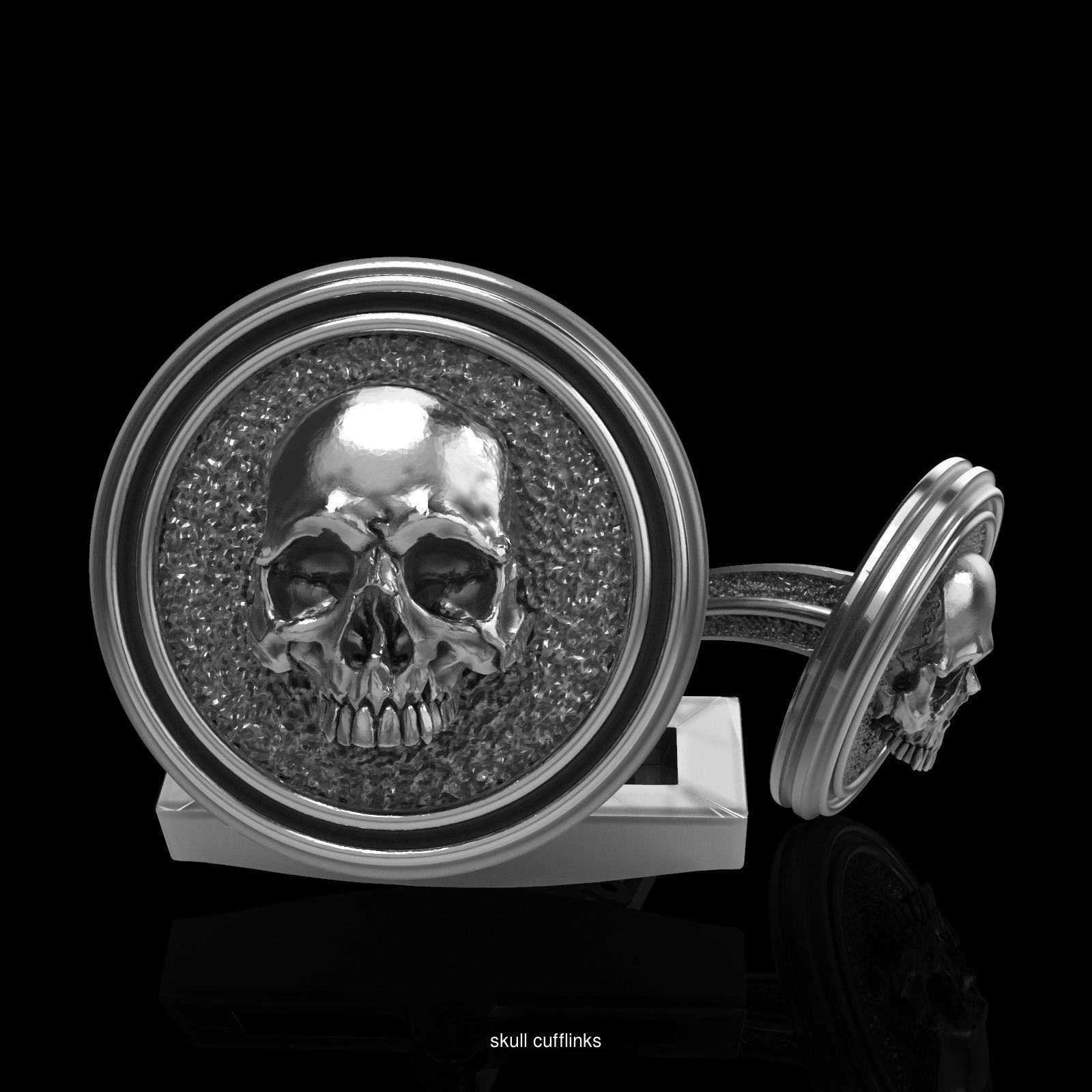 Skull earrings studs and skull cufflinks  88models 3D Model Collection_42