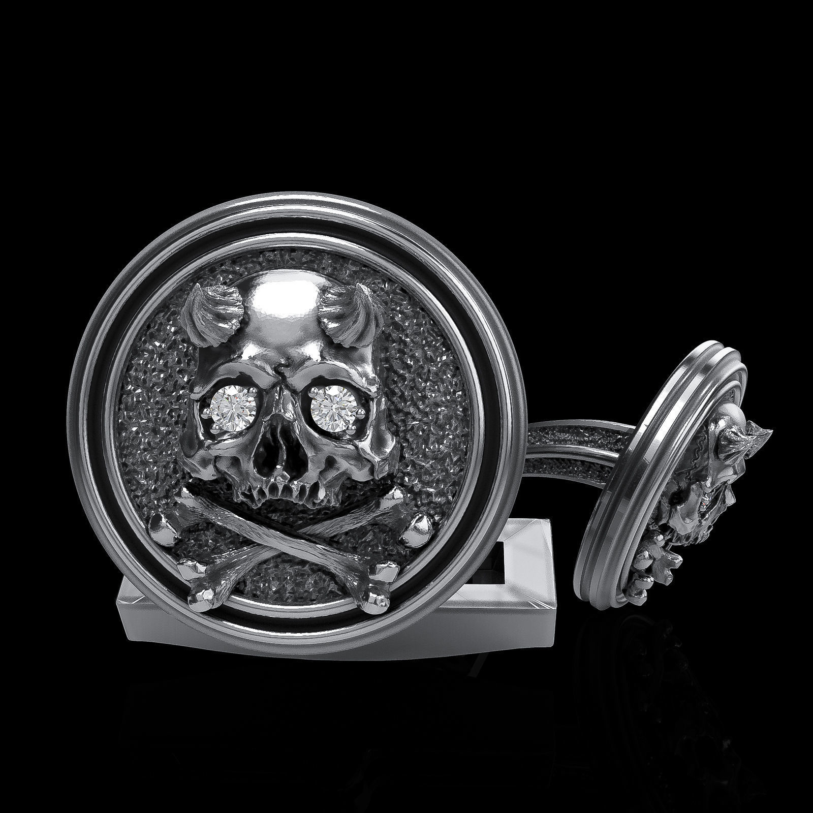 Skull earrings studs and skull cufflinks  88models 3D Model Collection_29