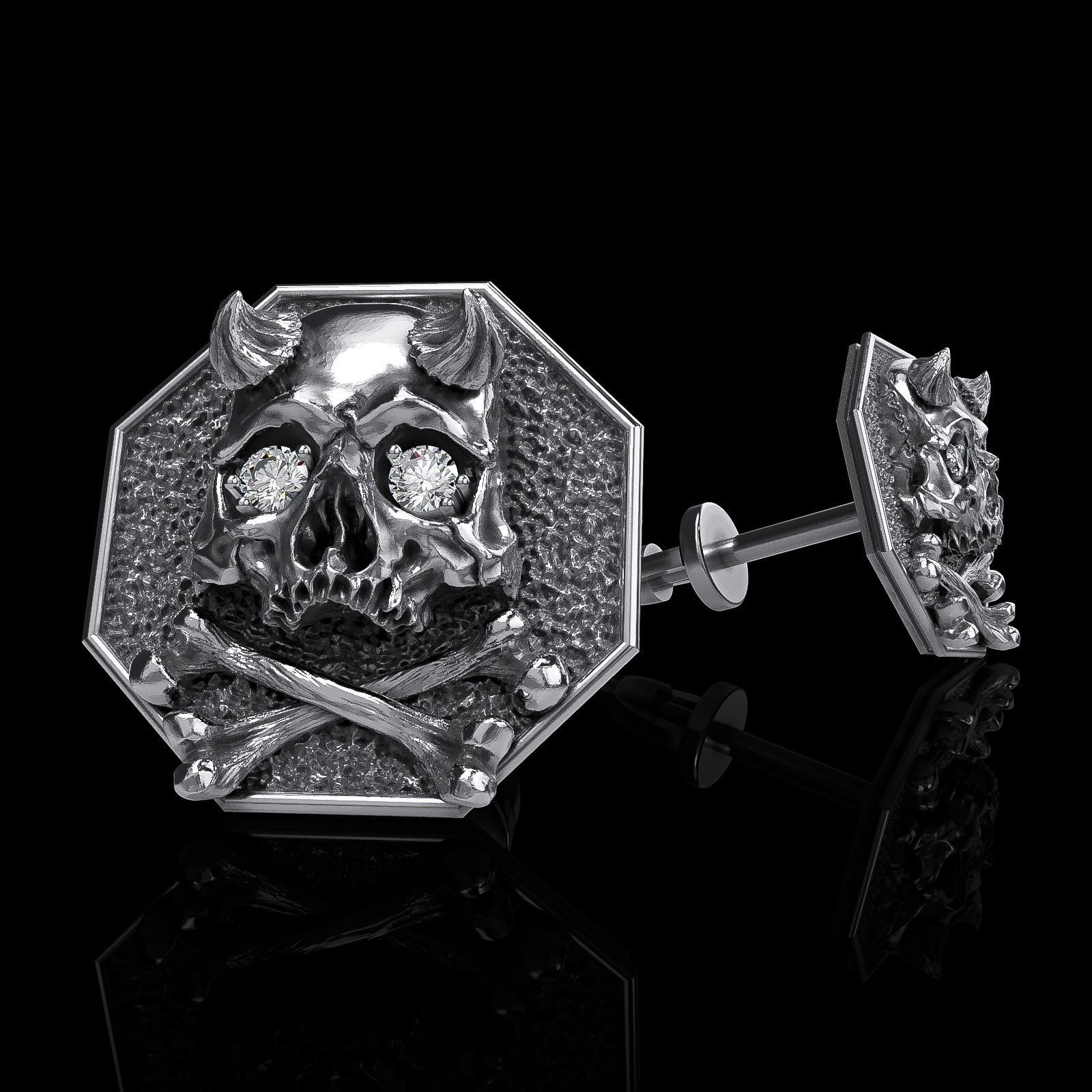 Skull earrings studs and skull cufflinks  88models 3D Model Collection_177
