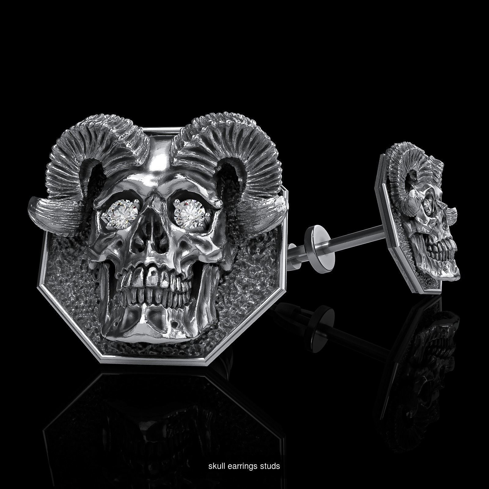 Skull earrings studs and skull cufflinks  88models 3D Model Collection_168