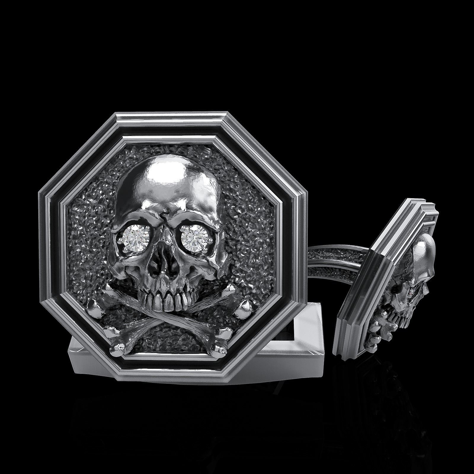 Skull earrings studs and skull cufflinks  88models 3D Model Collection_39