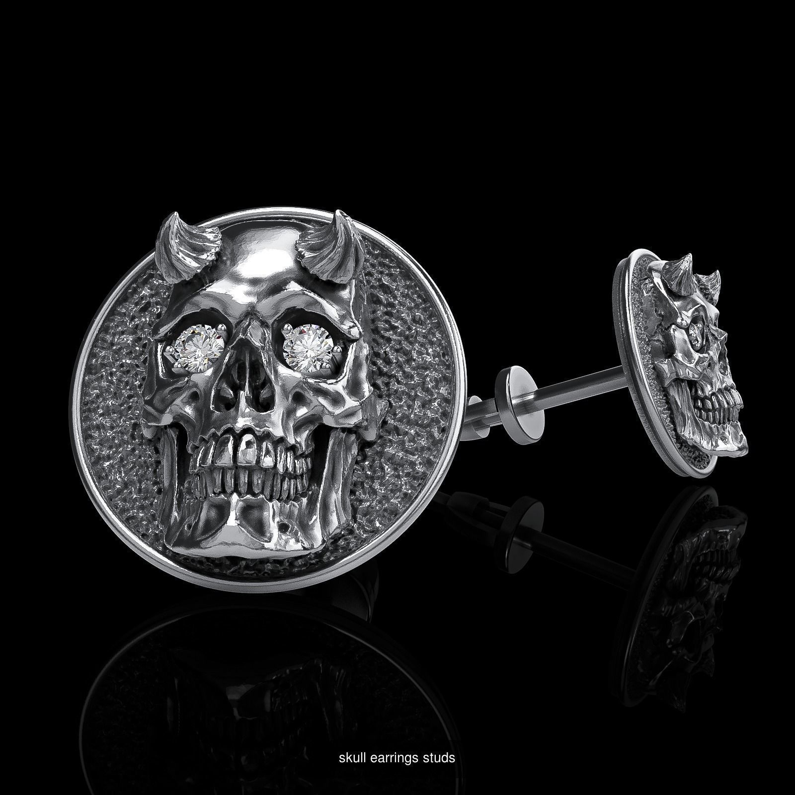 Skull earrings studs and skull cufflinks  88models 3D Model Collection_186
