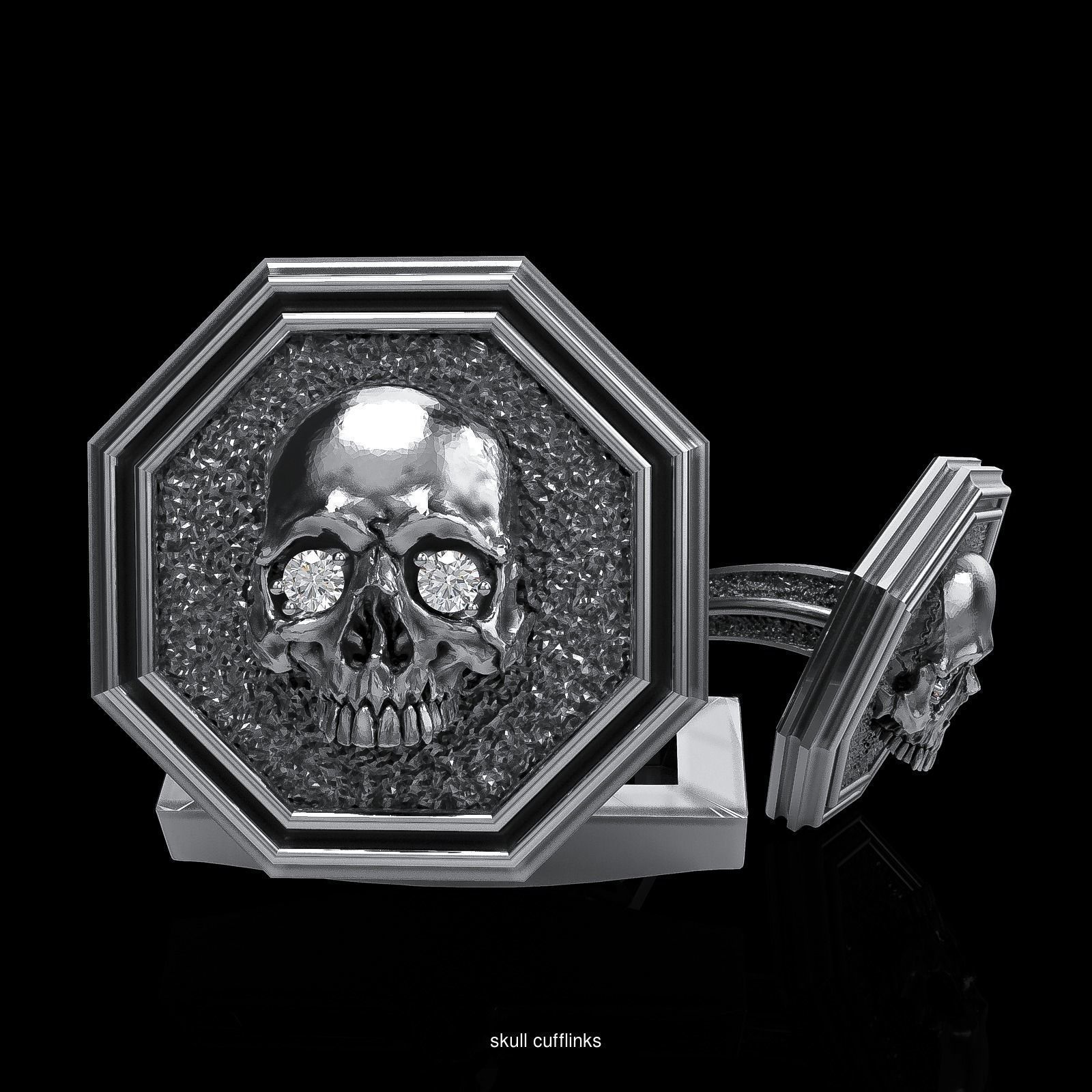 Skull earrings studs and skull cufflinks  88models 3D Model Collection_36