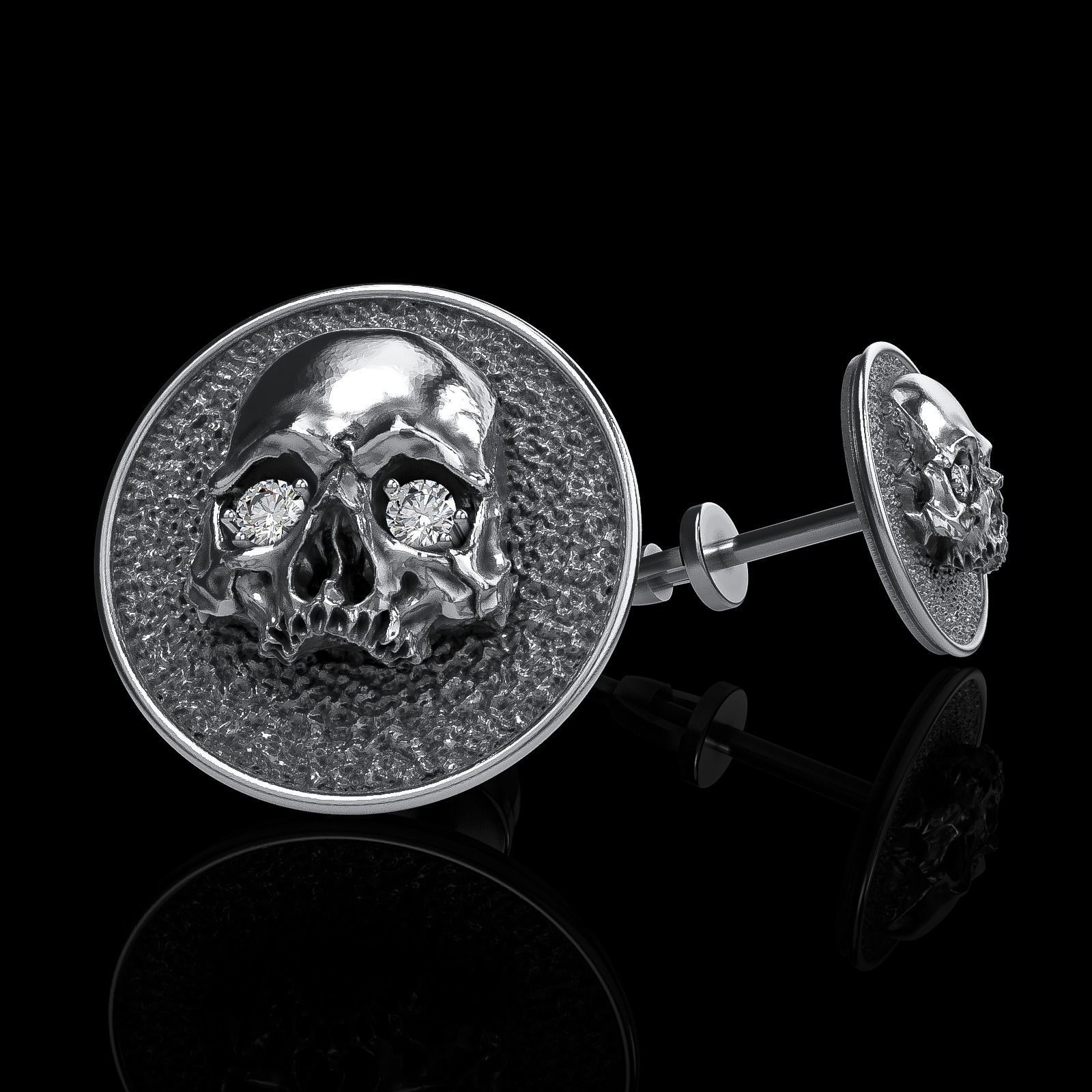 Skull earrings studs and skull cufflinks  88models 3D Model Collection_190