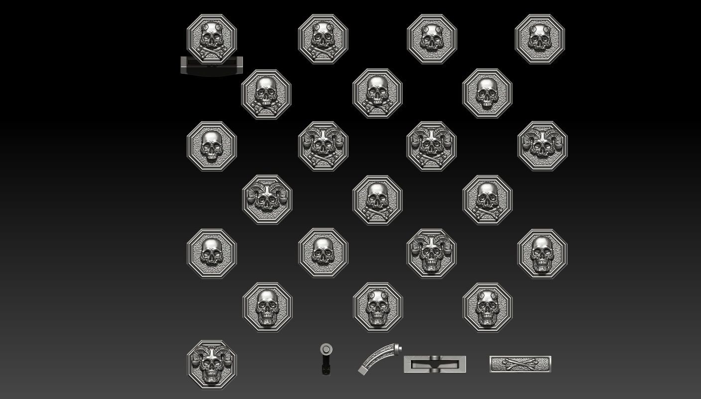 Skull earrings studs and skull cufflinks  88models 3D Model Collection_21