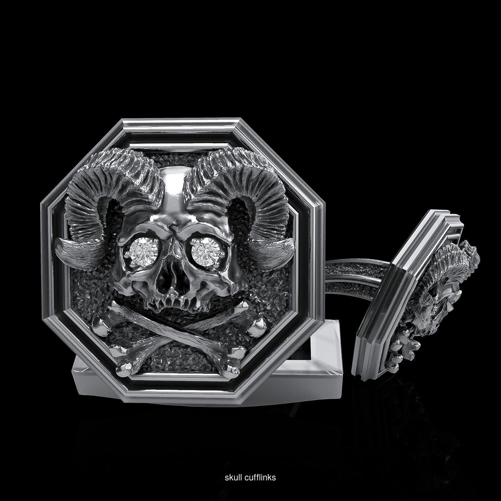 Skull earrings studs and skull cufflinks  88models 3D Model Collection_48