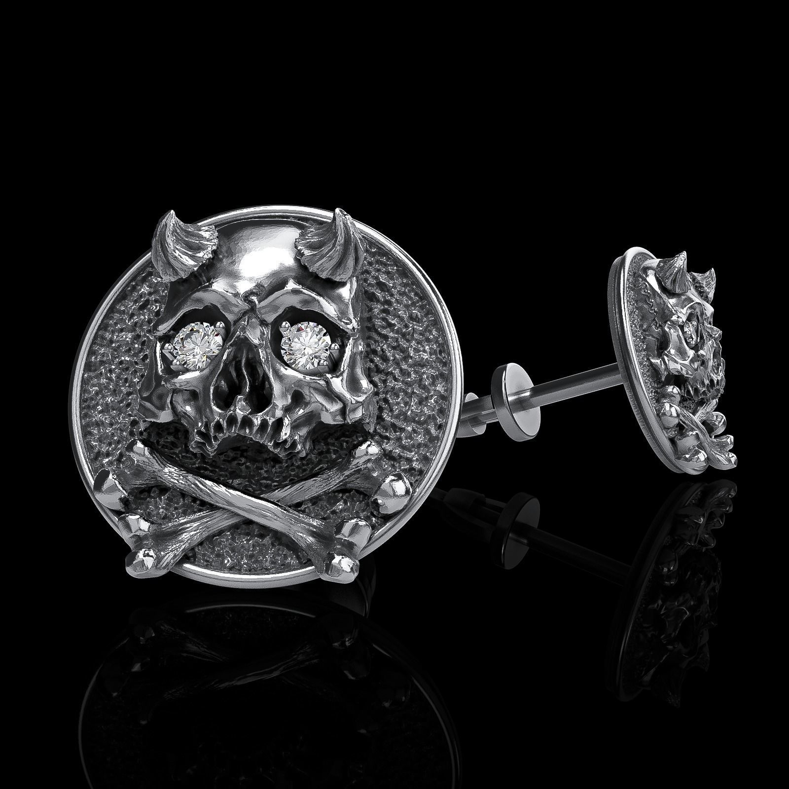 Skull earrings studs and skull cufflinks  88models 3D Model Collection_165