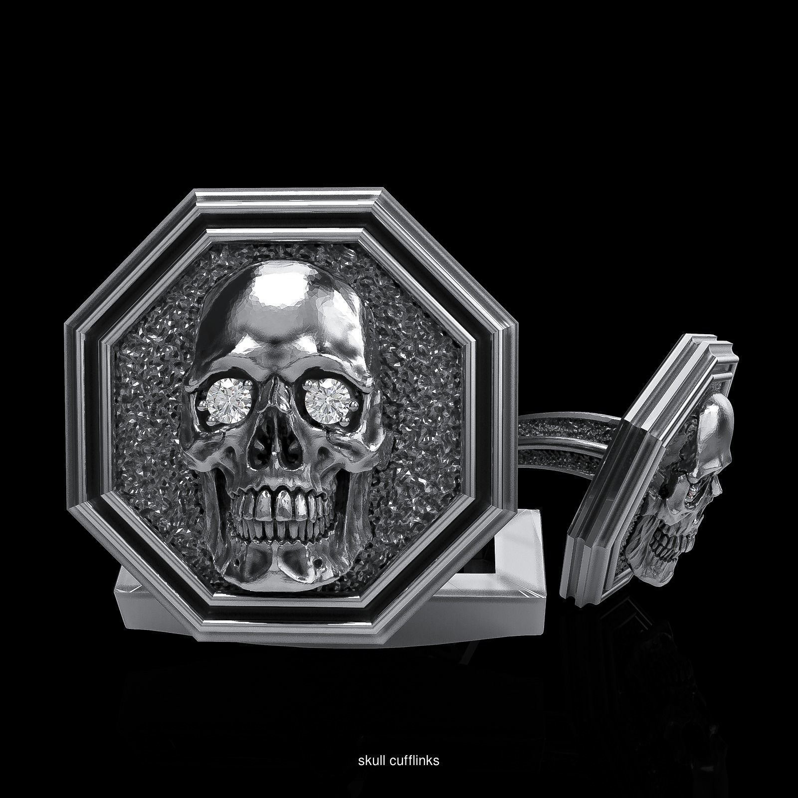 Skull earrings studs and skull cufflinks  88models 3D Model Collection_84