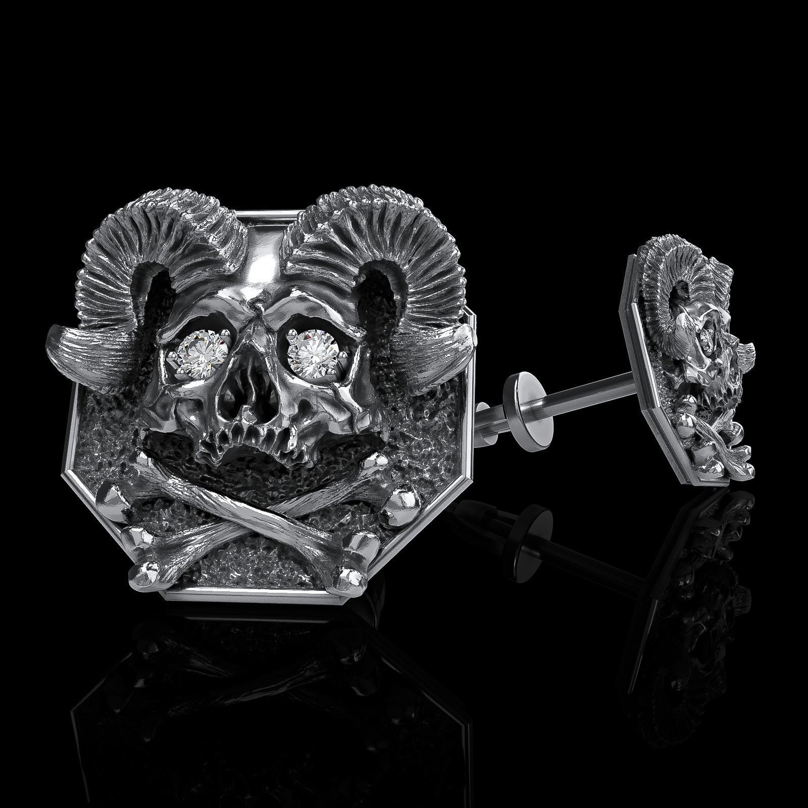 Skull earrings studs and skull cufflinks  88models 3D Model Collection_163