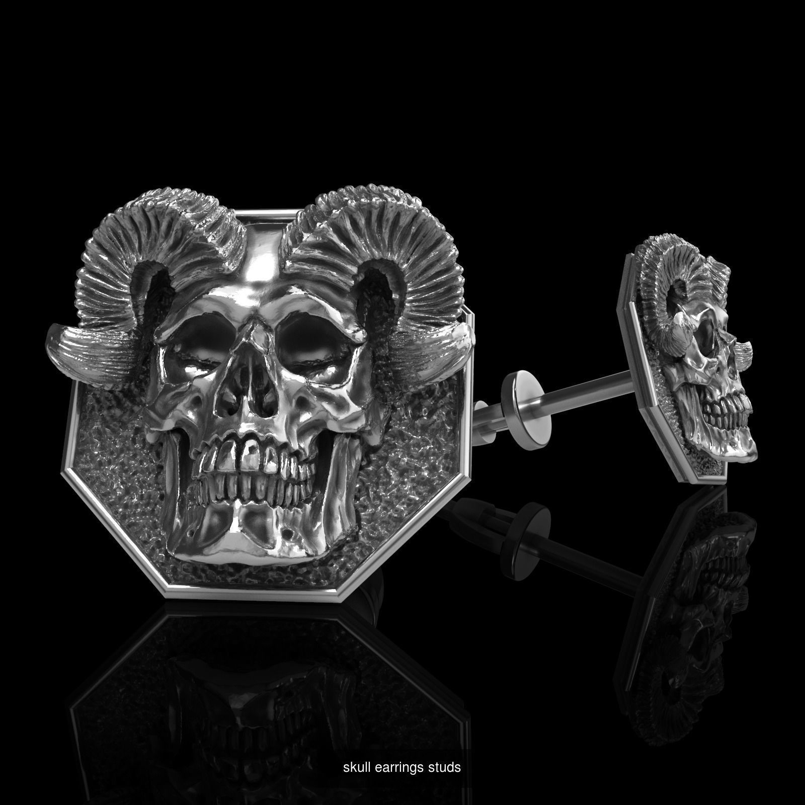 Skull earrings studs and skull cufflinks  88models 3D Model Collection_164