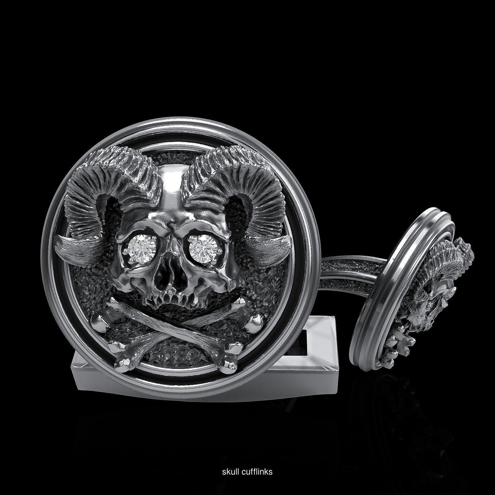 Skull earrings studs and skull cufflinks  88models 3D Model Collection_50