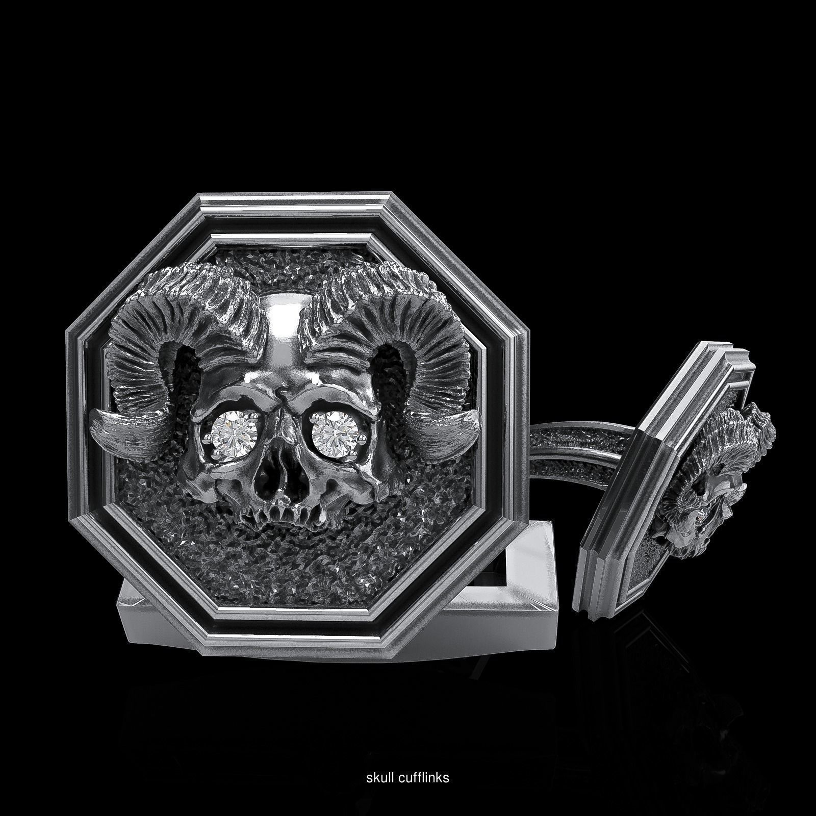 Skull earrings studs and skull cufflinks  88models 3D Model Collection_56