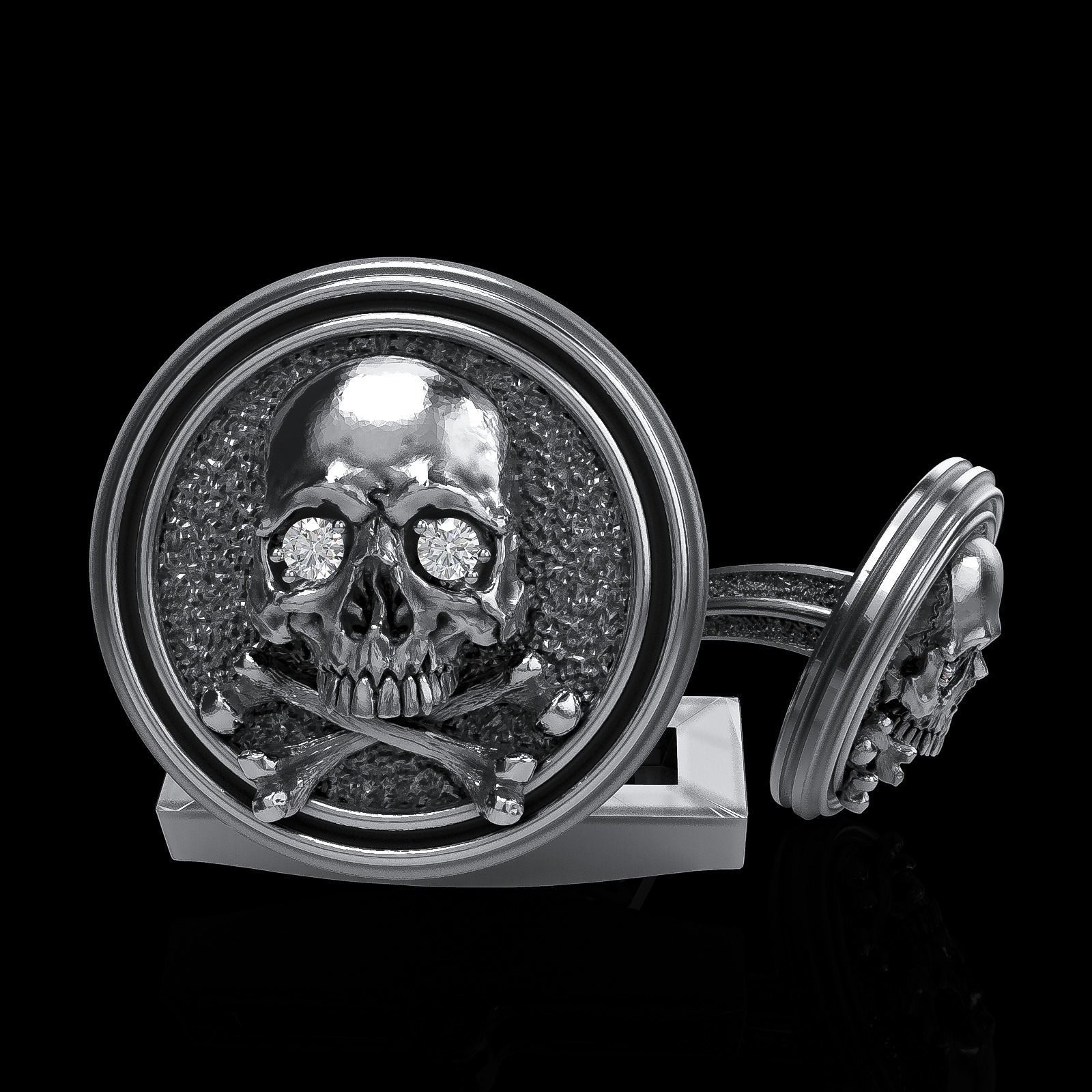 Skull earrings studs and skull cufflinks  88models 3D Model Collection_41