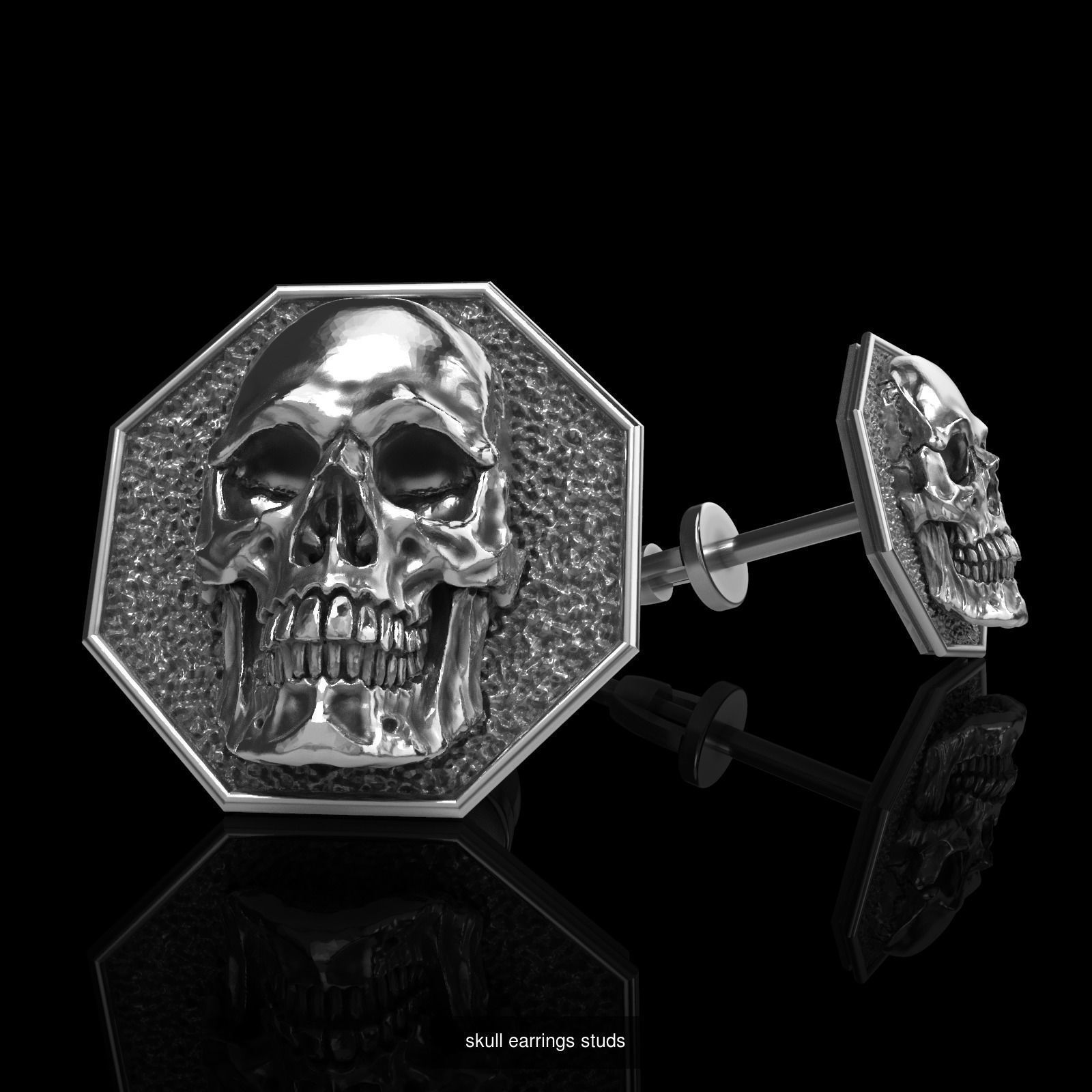Skull earrings studs and skull cufflinks  88models 3D Model Collection_172
